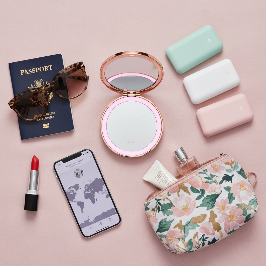 Bundle Beauté Nomade - Miroir LED Compact + Power Bank 500000mAh Ultra Rapide