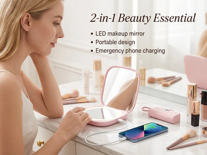 Miroir LED Portable avec Power Bank – Beauté et Recharge Partout
