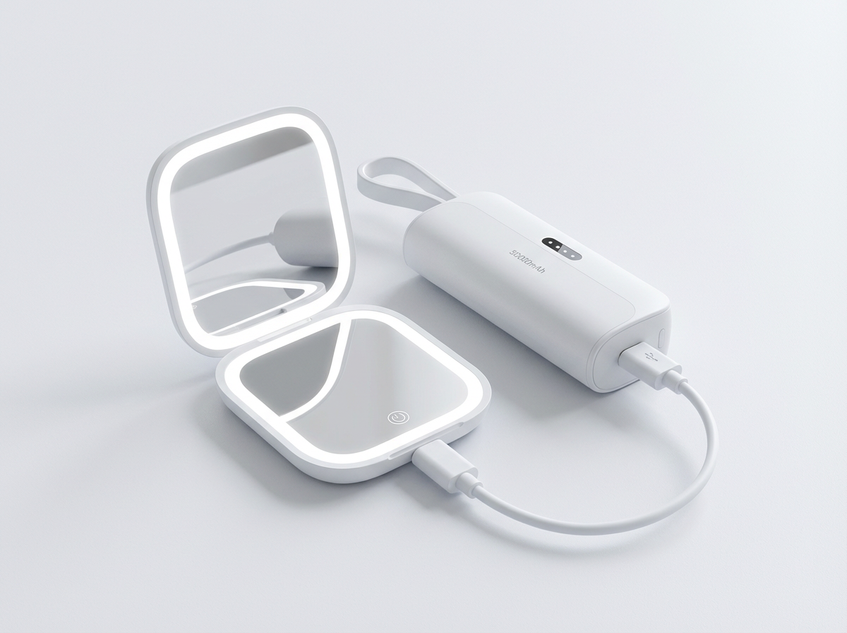 Miroir LED Portable avec Power Bank – Beauté et Recharge Partout