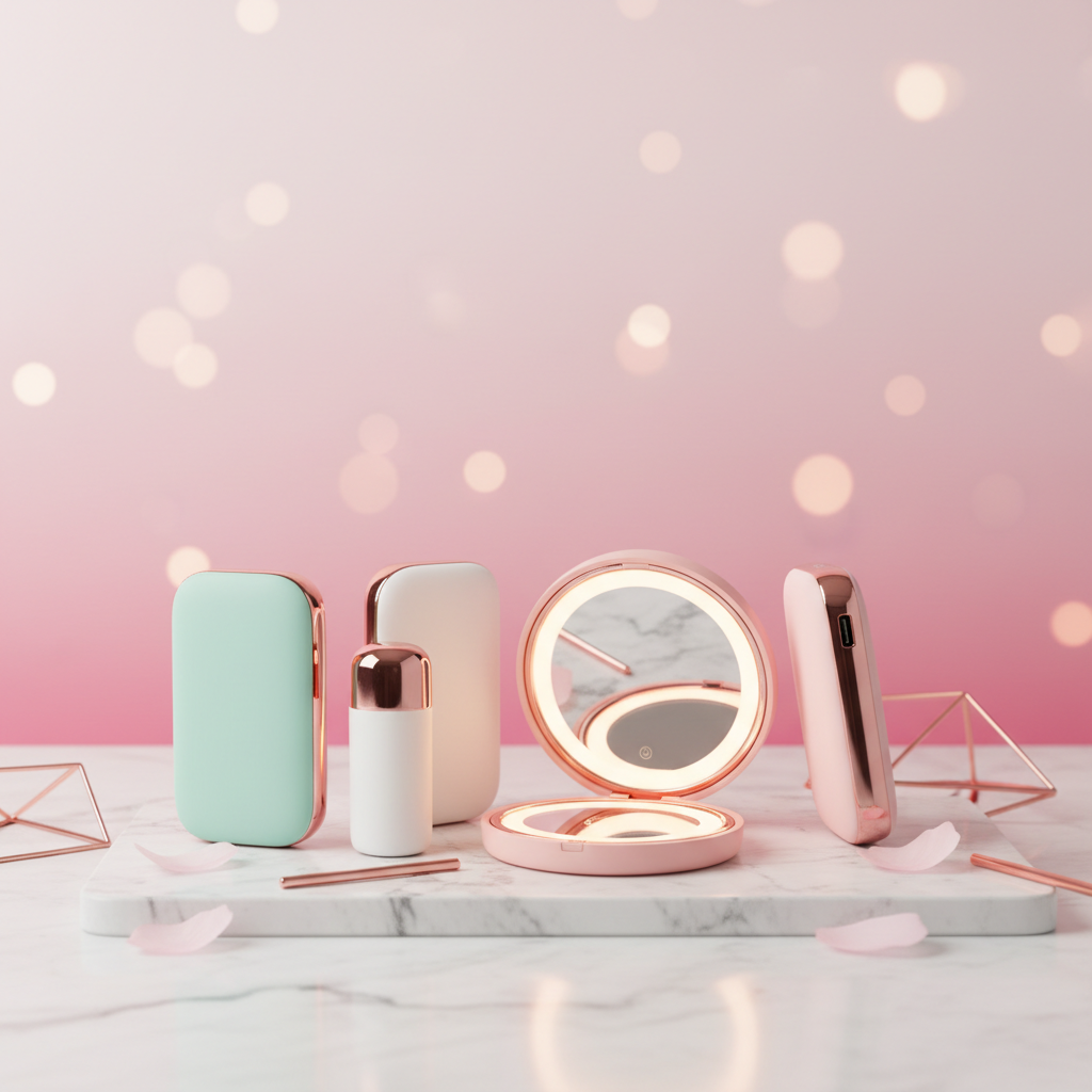 Bundle Beauté Nomade - Miroir LED Compact + Power Bank 500000mAh Ultra Rapide