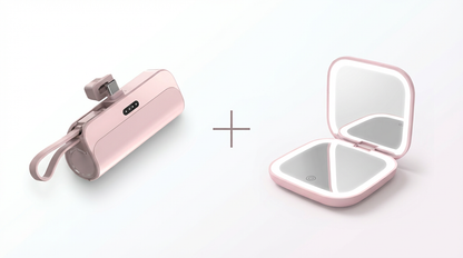 Bundle Beauté Nomade - Miroir LED Compact + Power Bank 500000mAh Ultra Rapide