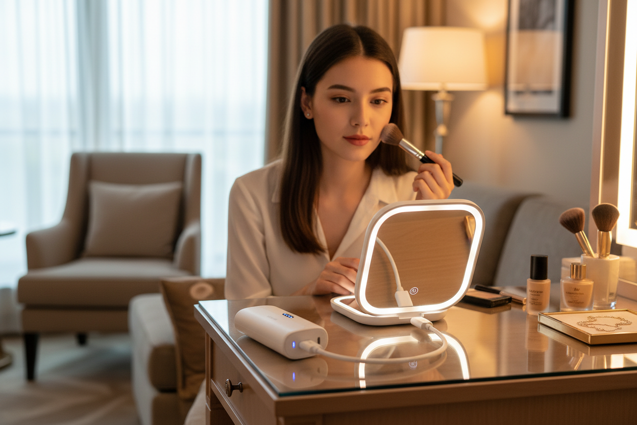 Miroir LED Portable avec Power Bank – Beauté et Recharge Partout